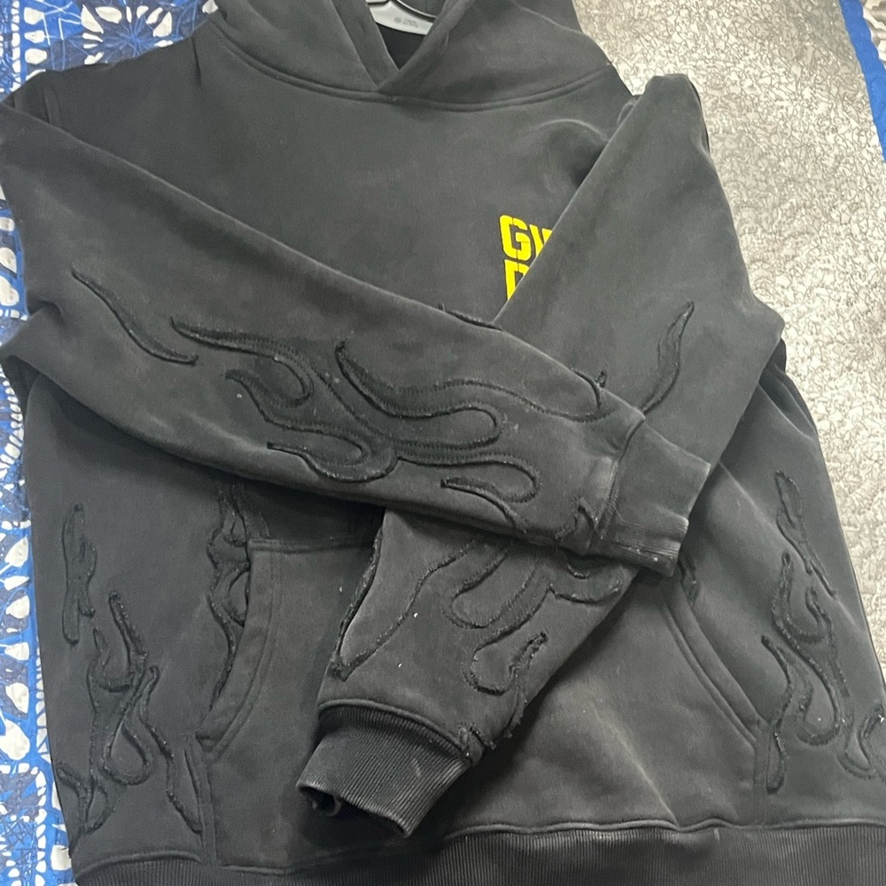 Black Hoodie with Flame Design